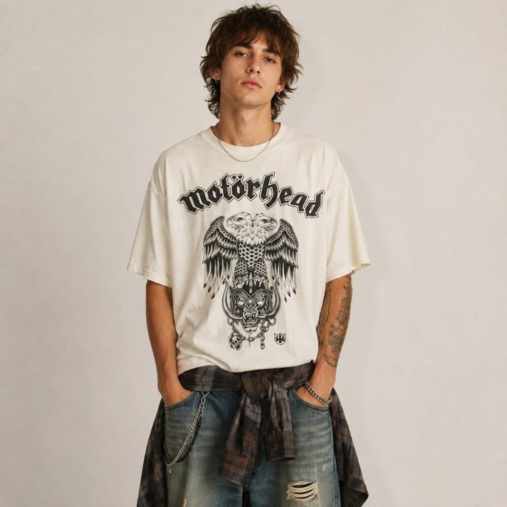 Vintage 90s Y2K Motörhead War-Pig Eagle Graphic T-Shirt Band Tee Grunge Small